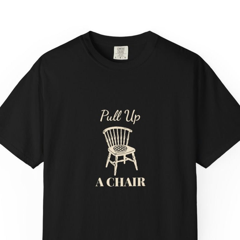Pull Up a Chair Thanksgiving tee - studio chest Black