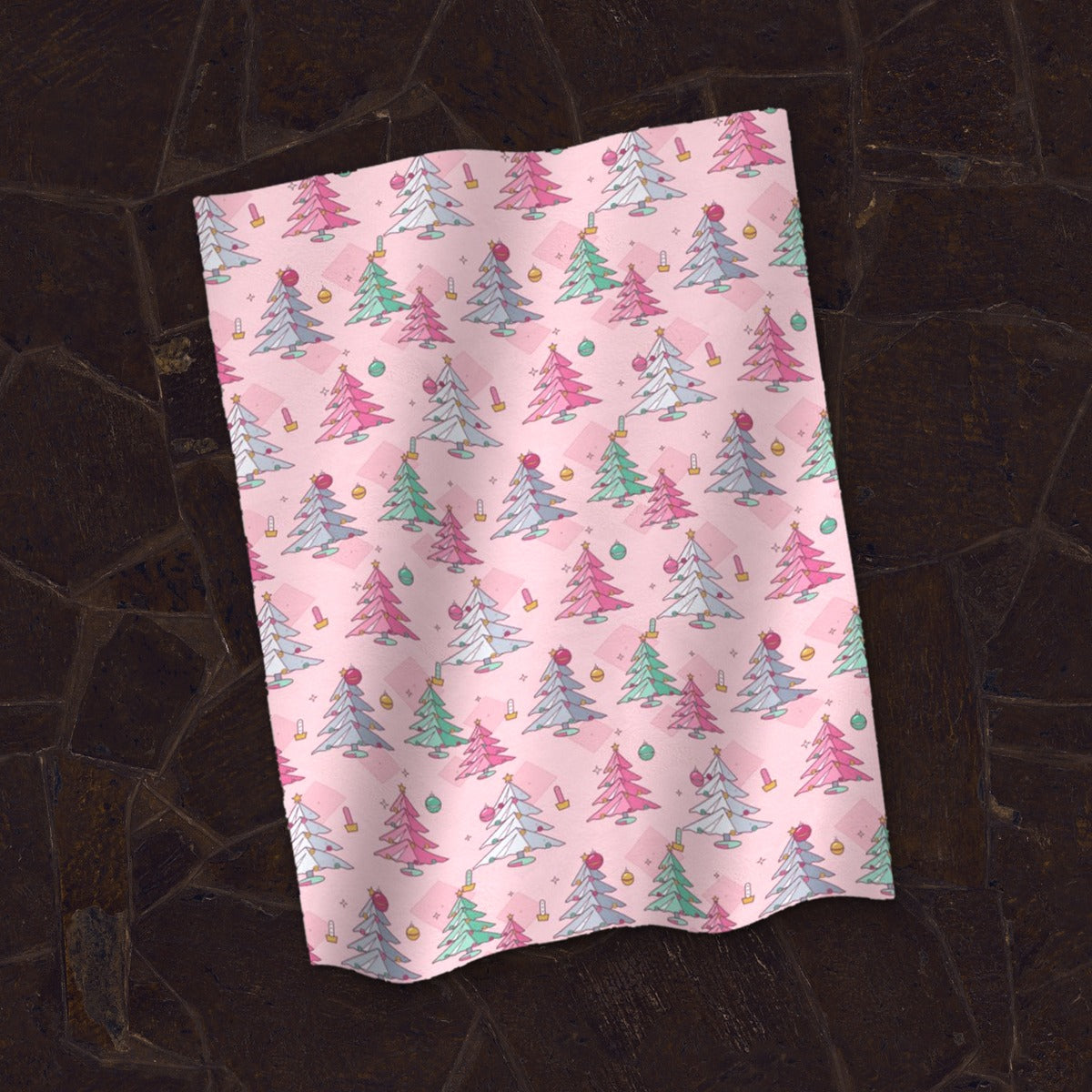Pink Tinsel Christmas Blanket - 03 styled slate floor
