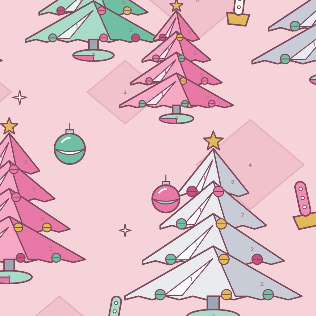 Pink Tinsel Christmas Blanket - 07 closeup print detail