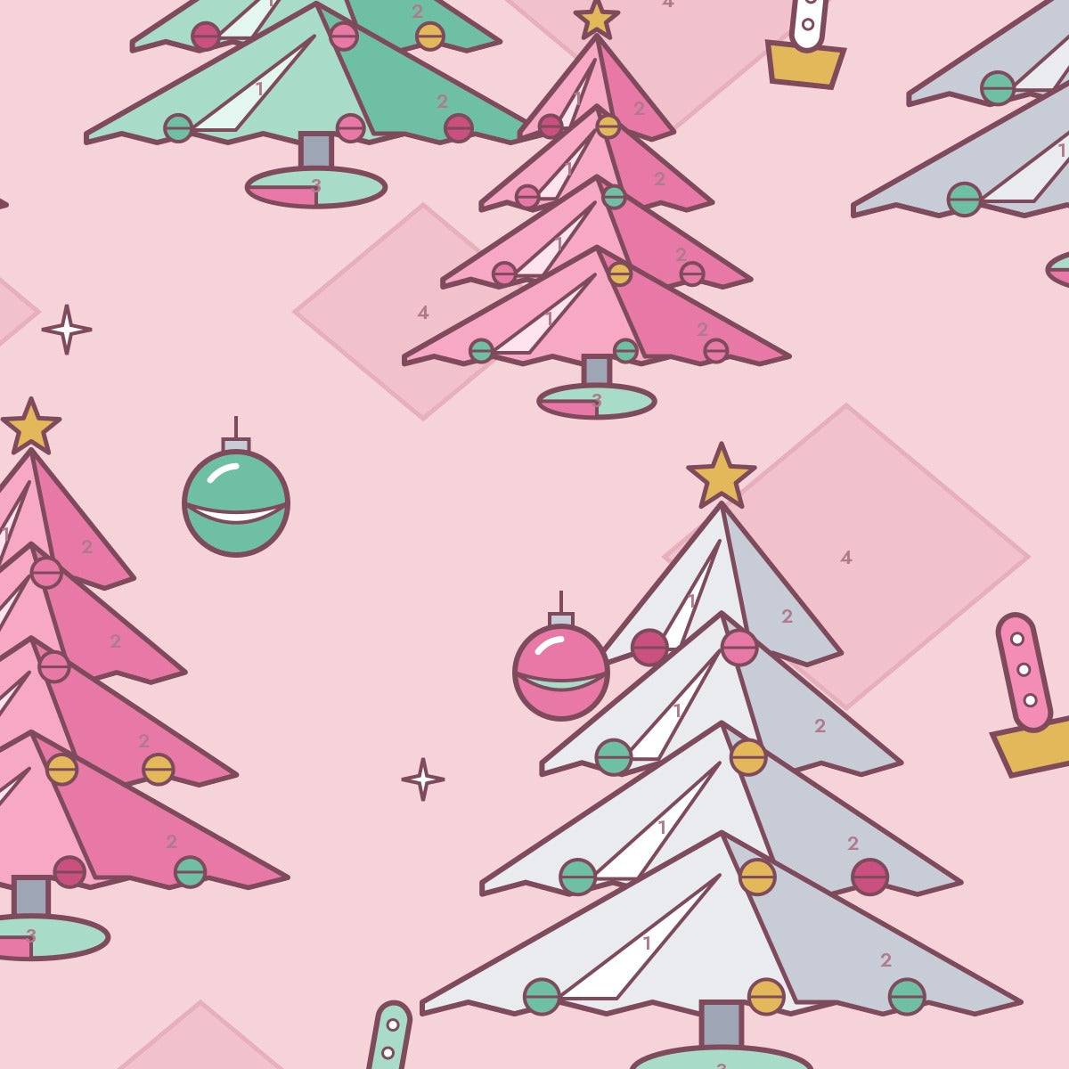 Pink Tinsel Christmas Blanket - 07 closeup print detail