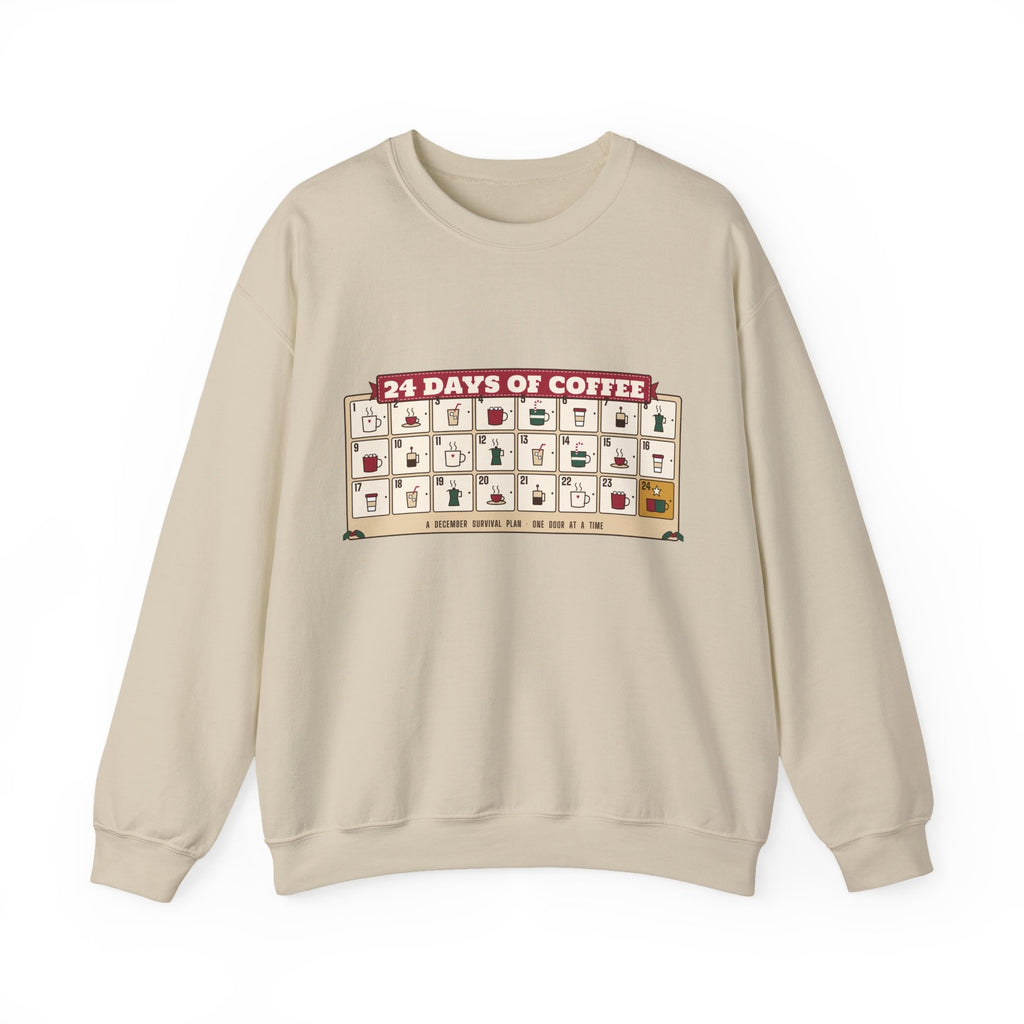 24 Days of Coffee sweatshirt, Sand, front view