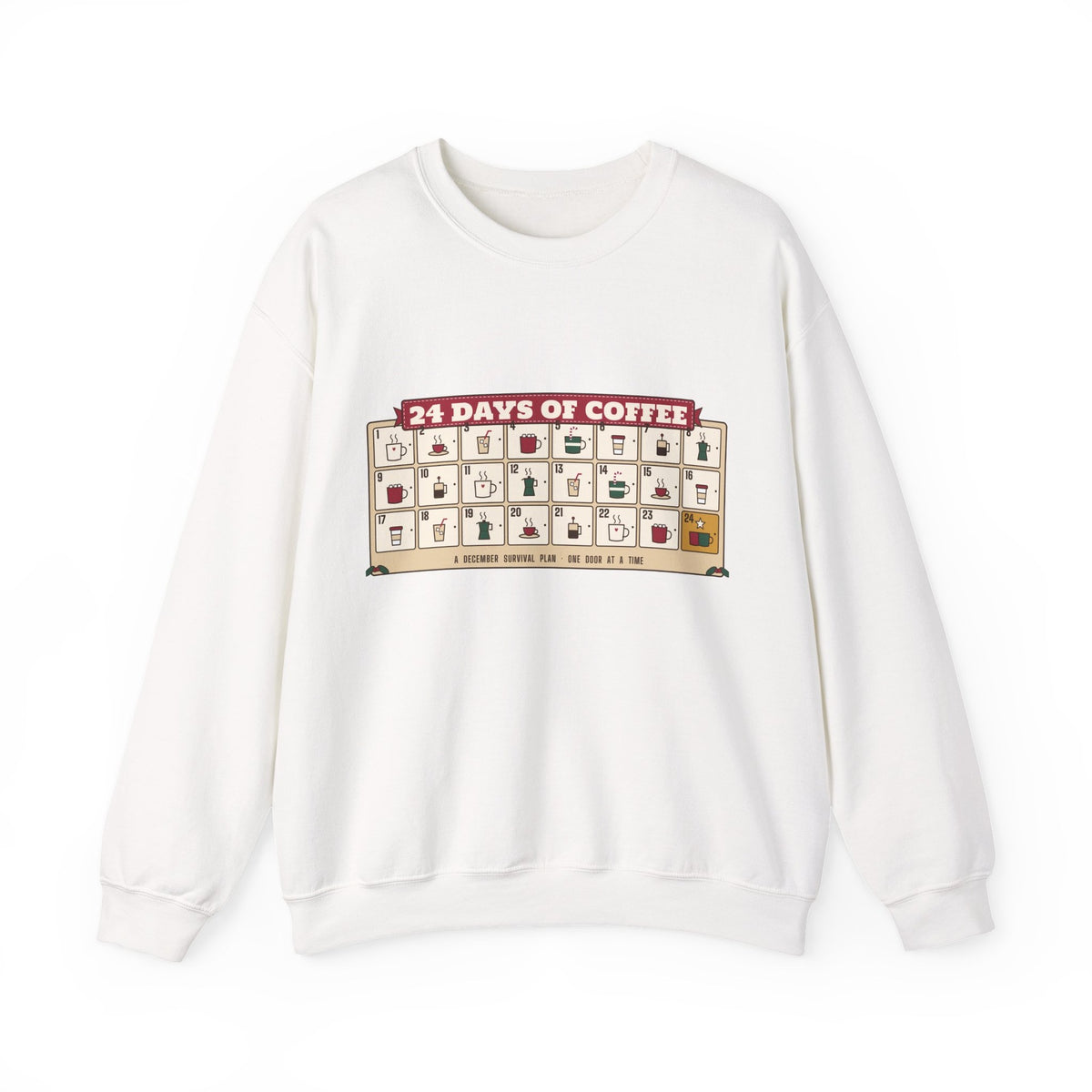 24 Days of Coffee sweatshirt, White, front view