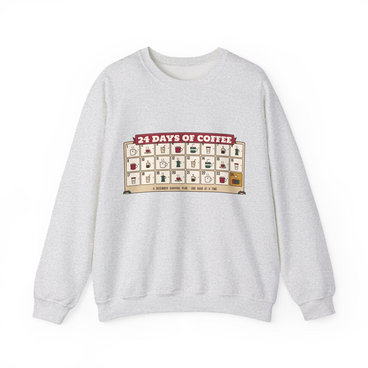 24 Days of Coffee sweatshirt, Ash, front view