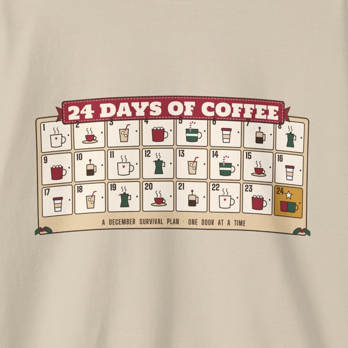 24 Days of Coffee advent calendar design close-up