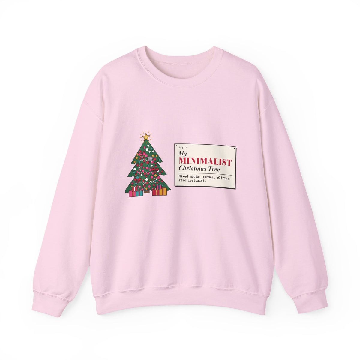 My Minimalist Christmas Tree sweatshirt, Light Pink, front