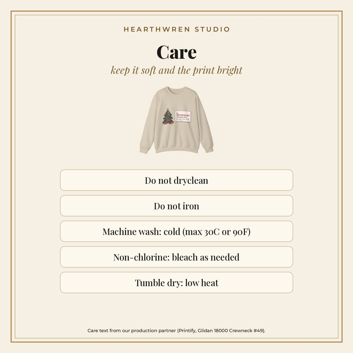 Gildan 18000 crewneck care instructions