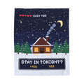 Stay In Tonight pixel art blanket, front view