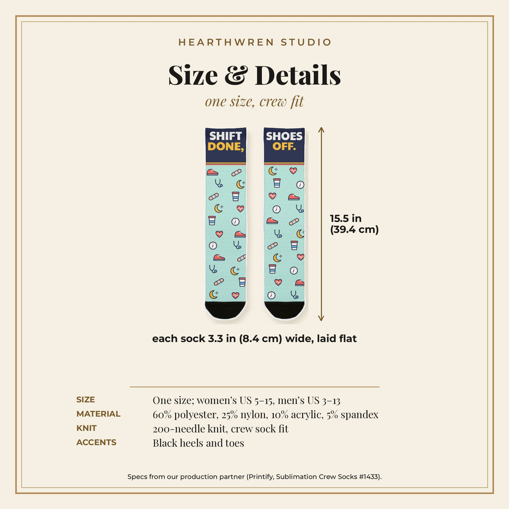 Crew socks size and specs