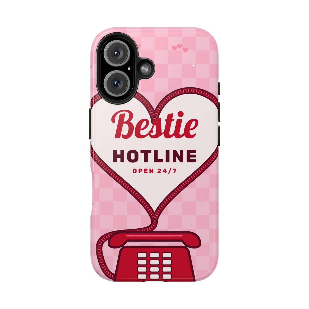 Bestie Hotline retro phone case, iPhone 16, front