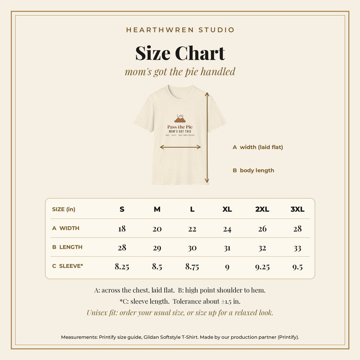 P438 size chart