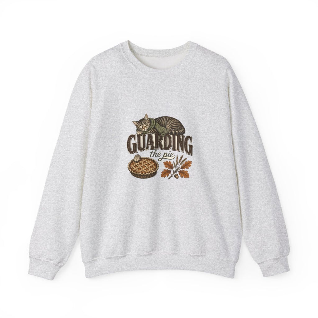 Guarding the Pie cat sweatshirt, Ash, front