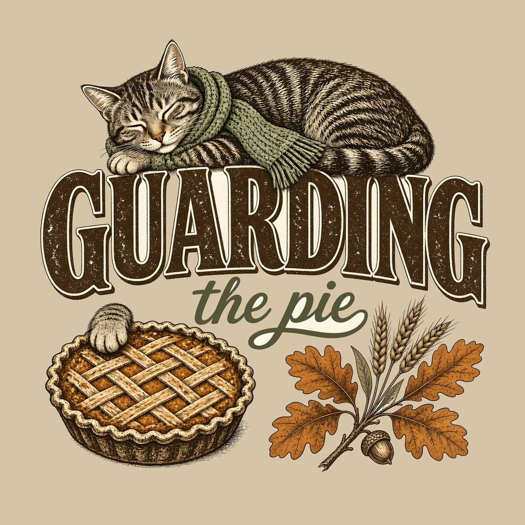 Guarding the Pie print close-up, dark ink