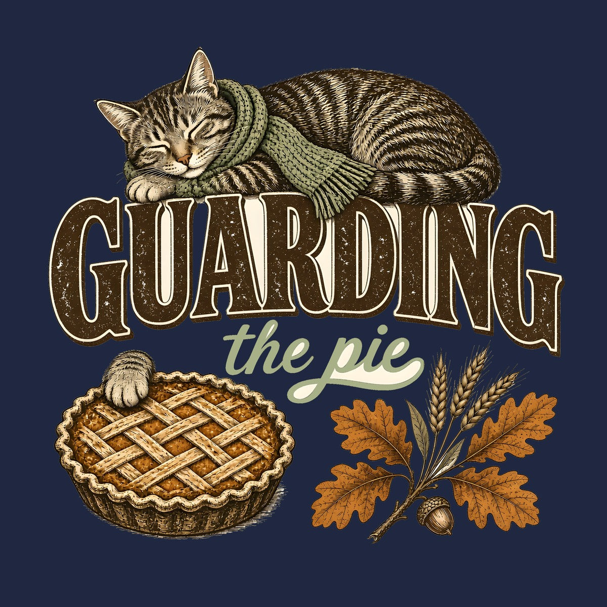 Guarding the Pie print close-up, light ink