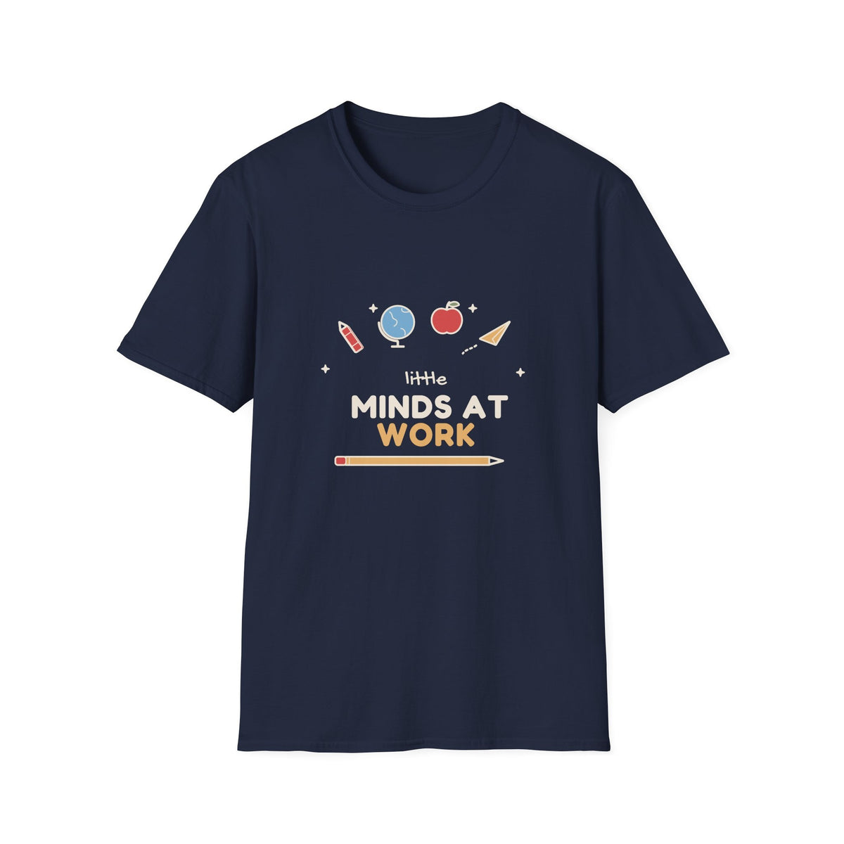 Little Minds at Work tee - front navy