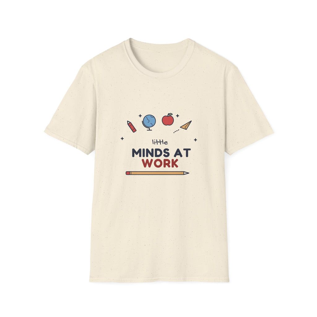 Little Minds at Work tee - front natural