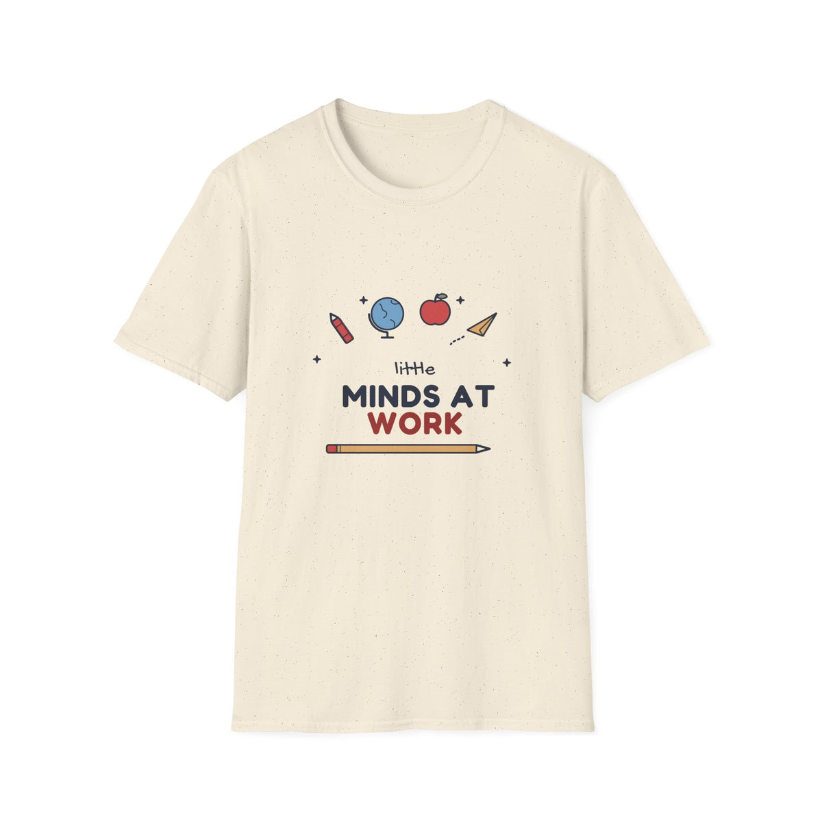 Little Minds at Work tee - front natural