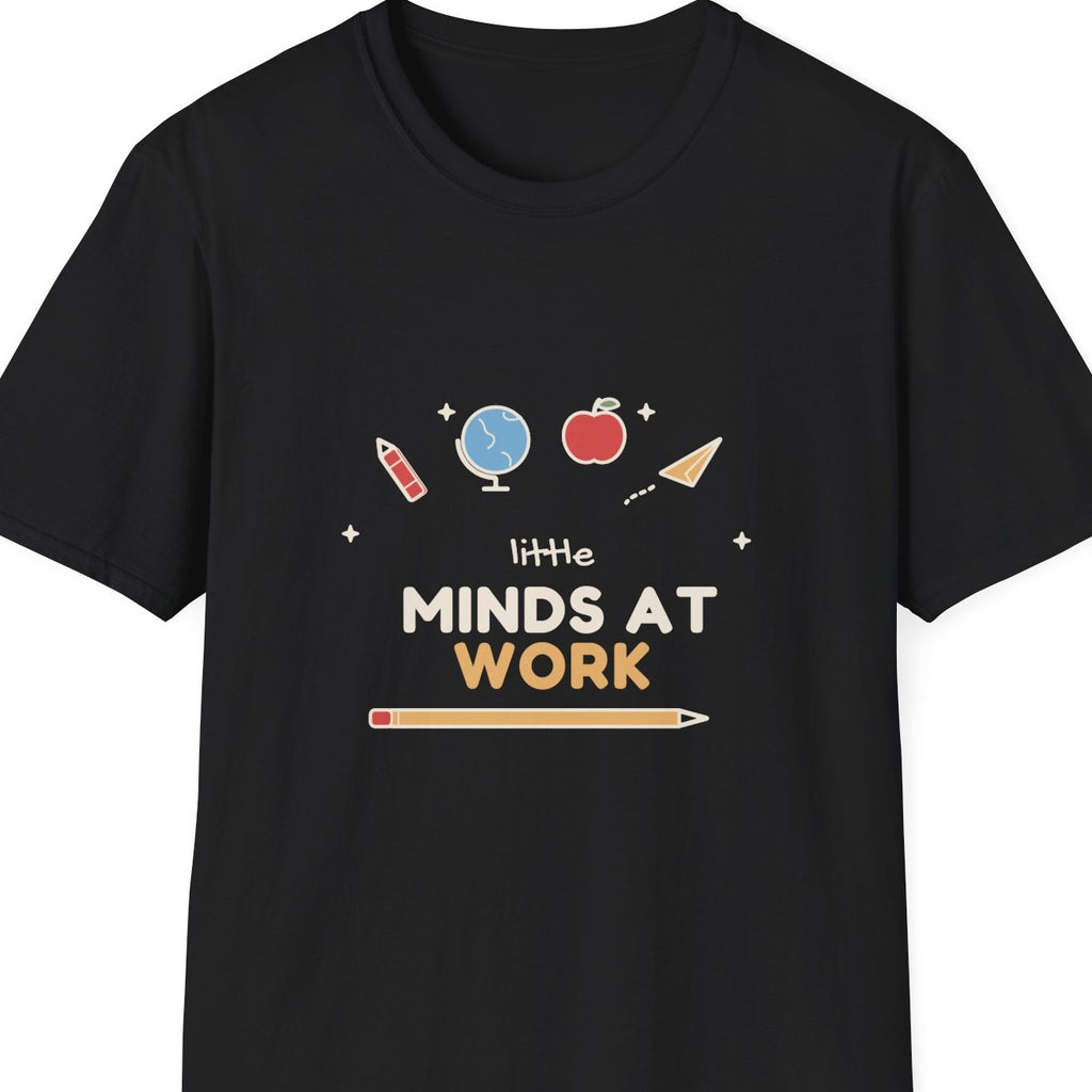 Little Minds at Work tee - closeup black