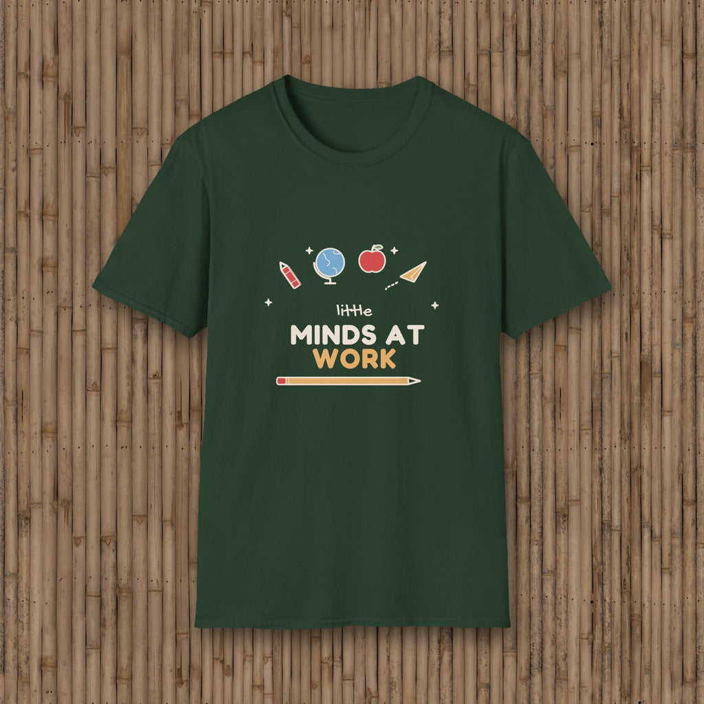 Little Minds at Work tee - styled bamboo wall