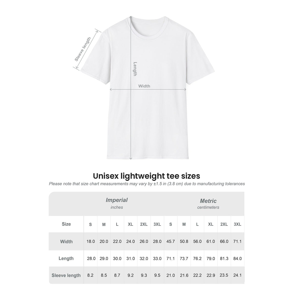 Little Minds at Work tee - size chart