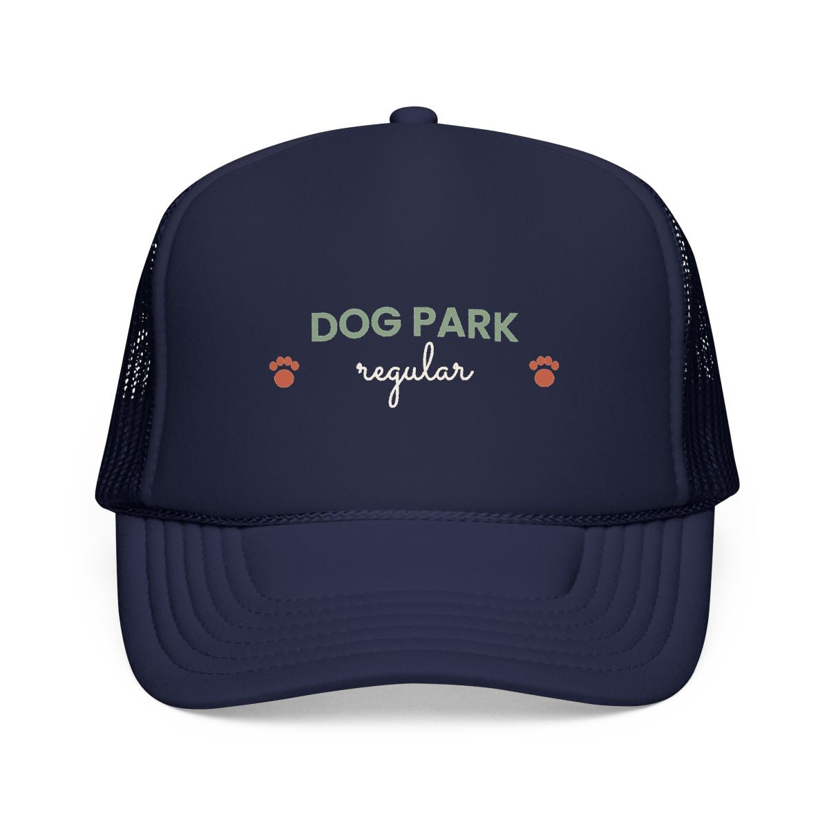 Dog Park Regular trucker hat, Dark Navy front