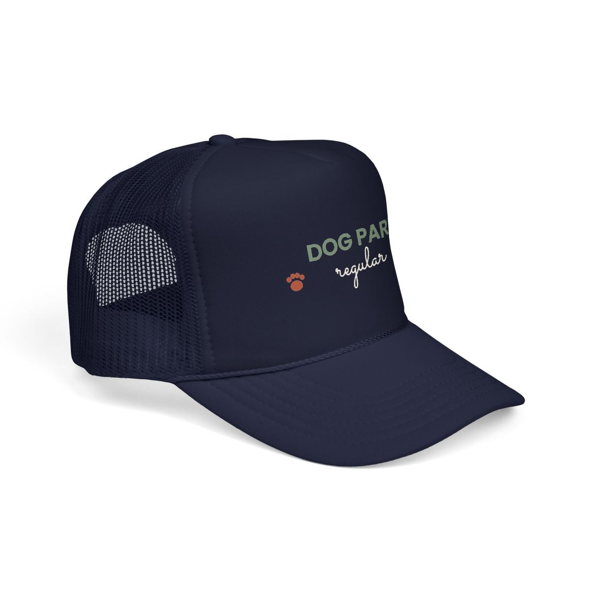 Dog Park Regular trucker hat, Dark Navy side view