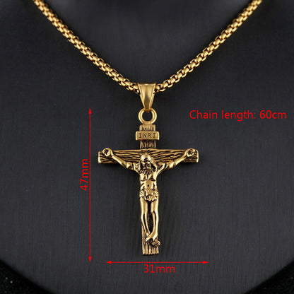 Religious Jesus Cross Stainless Steel Necklace