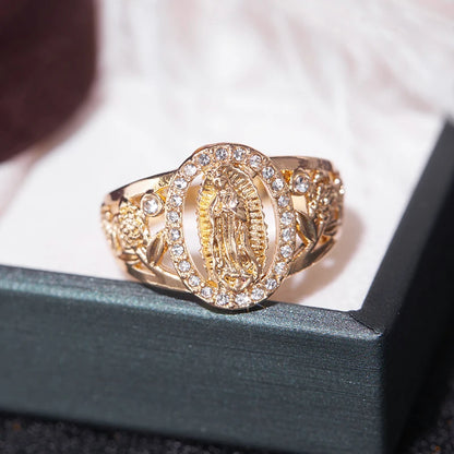 Exquisite Religious Virgin Mary Gold Ring