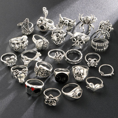 24 Pcs Gothic Unisex Ring Set