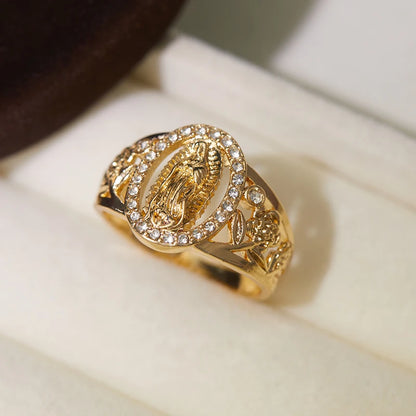 Exquisite Religious Virgin Mary Gold Ring