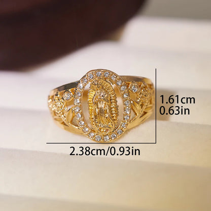 Exquisite Religious Virgin Mary Gold Ring
