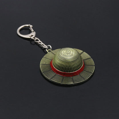 Hot  Classic Anime Cartoon Keychain Straw Hat Pendant Metal Key Chains for Fans Cosplay Keyrings Accessories