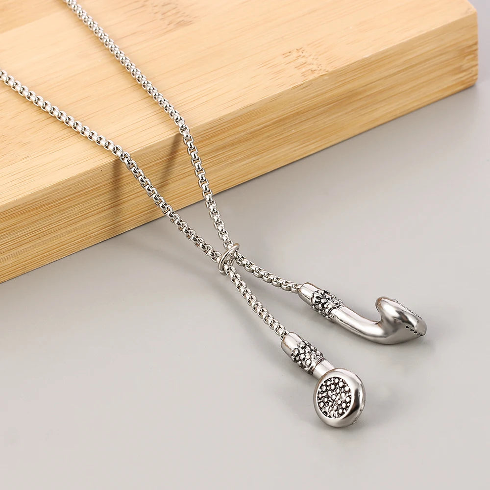 Hip-Hop Music Headphones Earbuds Necklace