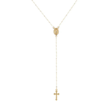 Vintage Christian Cross Bohemia Religious Rosary Pendant Necklace