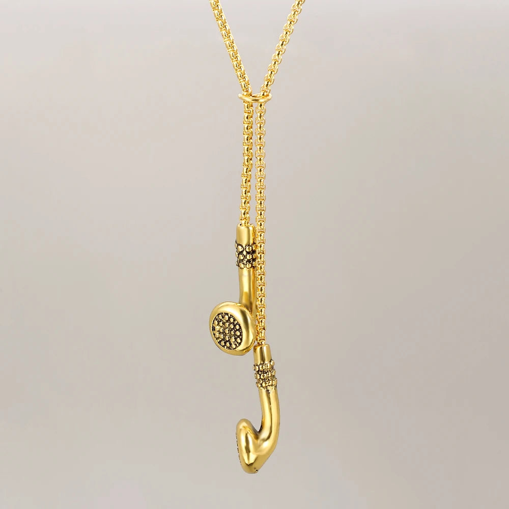 Hip-Hop Music Headphones Earbuds Necklace