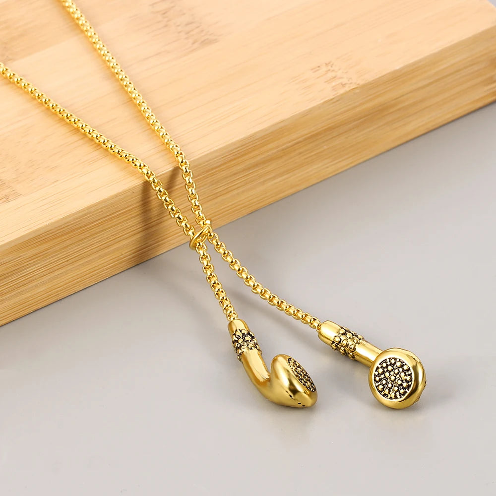 Hip-Hop Music Headphones Earbuds Necklace