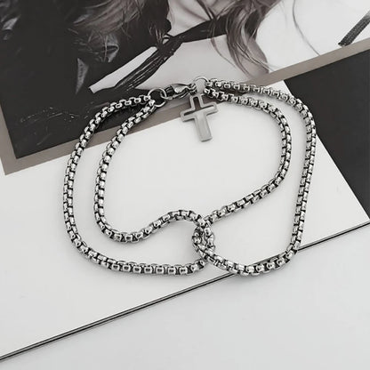Double Chain Cross Stainless Steel Bracelet