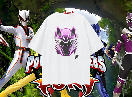 Vintage Like Jungle Fury Purple Power Rangers Mask Oversized T Shirt