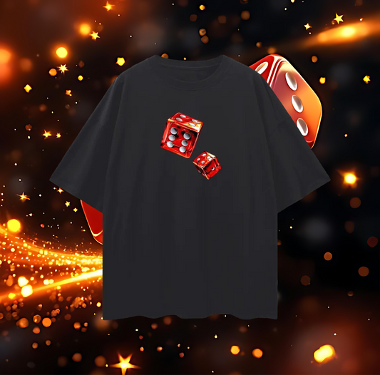 Vintage Like Dice Rolling Graphic Oversized T Shirt