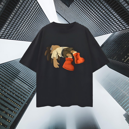Vintage Like Falling Man Graphic Oversized T Shirt