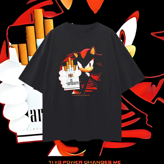 Vintage Like Funny Sonic Shadow Marlboro Graphic Oversized T Shirt