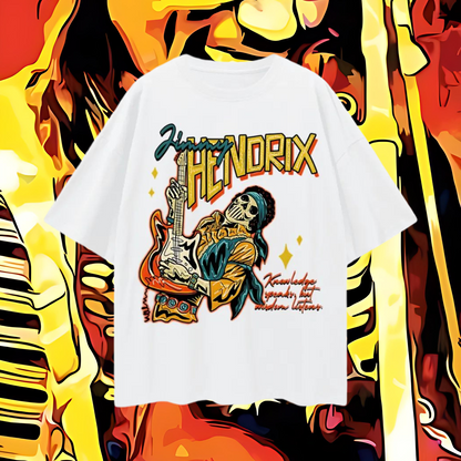 Vintage Like Jimmy Hendrix Skull Flame Graphic Oversized T Shirt
