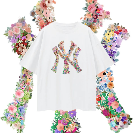 Vintage Like Floral New York Yankees Y2K Graphic Oversized T Shirt