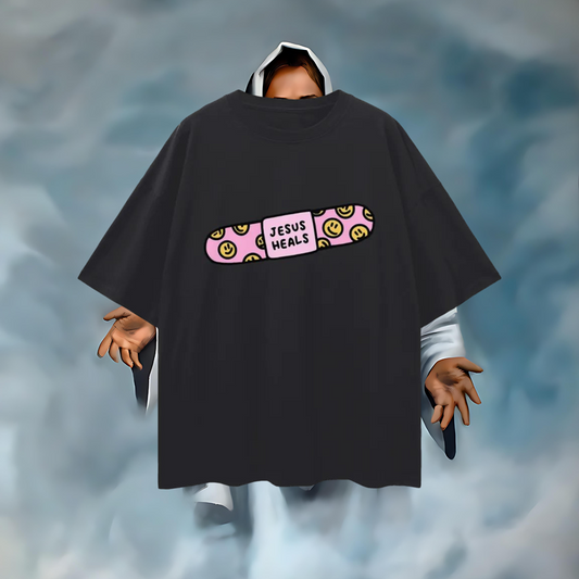 Religious Jesus Heals T Shirt Vintage Like Graphic Oversized T Shirt