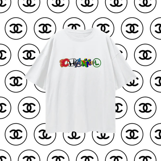 Chanel Logo 90s Vintage Like Graphic Oversized T Shirt