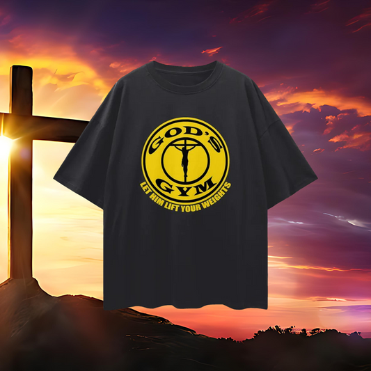 Religious God's Gym Workout Y2K Vintage Like Graphic Oversized T Shirt