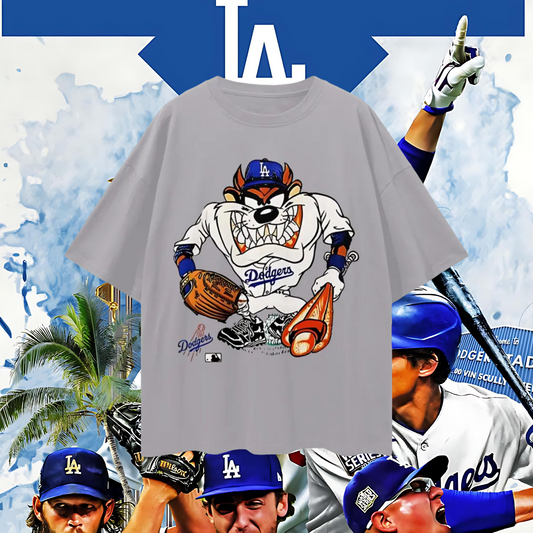 Tasmanian Devil LA Dodgers 90s Y2K Vintage Like Graphic Oversized T Shirt