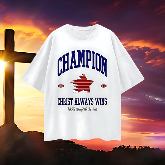 Religious Christ Always Wins 90s Y2K Vintage Like Graphic Oversized T Shirt
