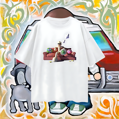 Clay Man On Couch Graphic Oversized T Shirt