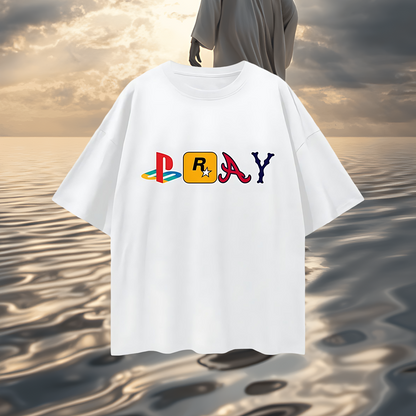 Religious Jesus Pray Logos Like Graphic Oversized T Shirt
