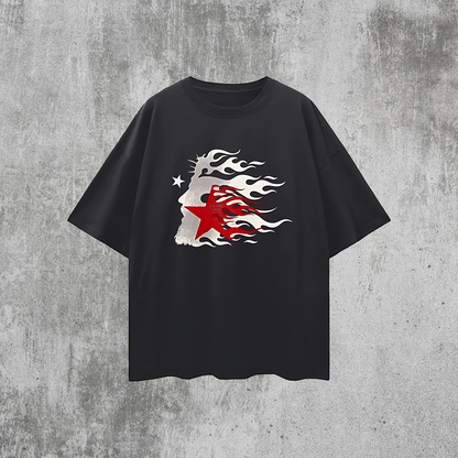 Religious Jesus Hellstar Logo  Like Graphic Oversized T Shirt